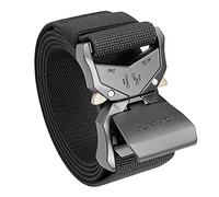 JUKMO Cinturón Táctico, Senderismo Militar Rigger 1.5" Nylon Web Cinturón de Trabajo con Hebilla de Liberación Rápida de Trabajo Pesado (Negro, Grande)