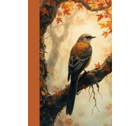 JuKo Autumn Notebook for Women, 6x9 inch, 120 Pages, Lined Journal, Autumn Bird Forest