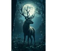 JuKo Journal for Women, 6x9 inch, 120 Pages, Lined Notebook, Gothic Deer Moon Dark Forest Flower