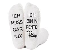 JUKOTA 1 par Regalo de jubilación para mujer, regalos divertidos para mujeres con texto en alemán "I'm in pension I have to do Nothing Socks Retirement Gift Woman Cuddly Farewell Gift(blanco)