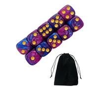 JUKOTA 10 PCS Dados,16mm D6 Dado Acrílicos,Dados Azul-Violeta con Bolsa de Tela,para Juegos de Mesa,Rol,Mesa,Lecciones de Matemáticas