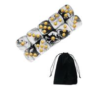 JUKOTA 10 PCS Dados,16mm D6 Dado Acrílicos,Dados Blanco-Negro con Bolsa de Tela,para Juegos de Mesa,Rol,Mesa,Lecciones de Matemáticas