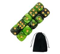 JUKOTA 10 PCS Dados,16mm D6 Dado Acrílicos,Dados Verde-Negro con Bolsa de Tela,para Juegos de Mesa,Rol,Mesa,Lecciones de Matemáticas