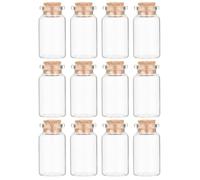 JUKOTA 12PCS Botellas de Cristal con Corcho, 10 ml Mini Botella de Vidrio, Frascos Pequeños para DIY, Especias, Decoración de Bodas