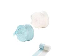 JUKOTA 2 PCS Cinta de Seda Chiffon Crema 3,8 cm x 6,4 m,Hecho a mano,Tejido con Flecos,Para Invitaciones de Boda,Ramos de Novia,Decoraciones,Envolver Regalos y Hacer Nudos,Blanco+Azul claro