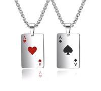 JUKOTA 2 Piezas Collar Parejas Acero Inoxidable Colgante Pokers Collars Hombre Poker Collar Adolescente Chico Collars Cartas Poker Accesorios para Hombres