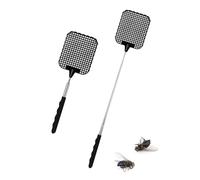 JUKOTA 2 Piezas Matamoscas Extensible Matamoscas Manual con Mango Telescópico Robusto y Duradero Matamoscas de Plástico para Controlar Moscas, Mosquitos, Avispas, Plagas(Negro)