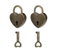 JUKOTA 2 piezas mini candados con forma de corazón, estilo vintage, con llave, corazón, para armario, joyero, diario, cajón (Verde antiguo)