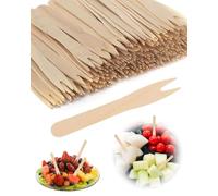 JUKOTA 300 Piezas Tenedores Pequeños,Tenedores Tenedor De Merienda Tenedor De Fruta Tenedor De Patatas Fritas para Fiestas Cumpleaños Camping Y Pícnic(Color Madera 85mm)