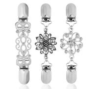 JUKOTA 3Pcs clips para cárdigan, estilos vintage, clips para bufandas, clip de metal para suéteres, clip para vestidos, blusas, broches para ropa, cárdigan plateados para mujeres