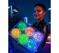 JUKOTA 6 Piezas Festival Glitzer Gesicht, 6 colores fluorescentes de lentejuelas gruesas, accesorios para festivales, Geeignet für Partys, Halloween, Karneval, Make-up-Balls usw