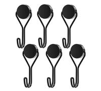 JUKOTA 6PCS Ganchos Magnéticos, Imanes con Gancho Super Fuerte, ganchos para colgarm, para Cocina, Dormitorios, Taquillas, Oficina, Frigoríficos, Techo, Con caja de plástico - Negro