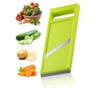JUKOTA Mandolina de Cocina Profesional Ajustable para Cortar Verduras,Mandolina de Verduras Portátil de Acero Inoxidable,con Mango Ergonómico,para Cortar para Patatas Zanahorias Pepinos(Verde)