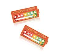 JUKOTA Social Battery Pin, 2 Piezas Divertido Broche para El Estado de áNimo Social Durante 7 DíAs, Agujas de Humor Interactivas, Pines de Esmalte de BateríA Social（Naranja）