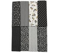 Jukway 8 Diseños Tela de Algodón Cuadrados 50 X 50 cm, Patrones Impresos Telas de Costura Para Acolchado, Patchwork, Decoración, Bricolaje, Manualidades, Trabajo A Mano, Arte, Pasatiempos (Negro)
