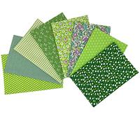 Jukway 8 Diseños Tela de Algodón Cuadrados 50 X 50 cm, Patrones Impresos Telas de Costura Para Acolchado, Patchwork, Decoración, Bricolaje, Manualidades, Trabajo A Mano, Arte, Pasatiempos (Verde)