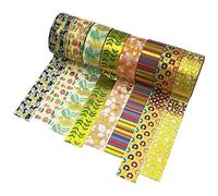 Jukway 8 Rollos 15mm x 4m Cinta Washi Tape Set Multicolor con Diseños en Color Dorado, Cinta Adhesiva Decorativa Para Manualidades y Artesanía, álbumes De Recortes, Envoltura De Regalos