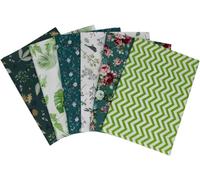 Jukway Tela de Algodón Sarga, 6 Piezas 50 x 50 cm Telas para Patchwork Tejido Patrones Impresos Textiles para Costura, Acolchado, Decoración de Bricolaje, Artesanales (Verde)