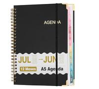 Jul.2025-Jun.2026 Agenda A5, Agenda 2025 2026 Semanal y Mensual 12 Meses Calendario Diario con Pestañas Escuela Profesor Planificador de Estudiantes