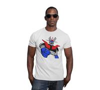 JUL Mazinger Z Camiseta Hombre Mazinger Z Blanca100% Algodon - Camisetas Anime EGB. (XXL)