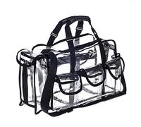 Jula Vance Kit de maquillaje profesional de PVC transparente, organizador de maquillaje, bolsa MUA para llevar a todos los artistas, bolsa de cosméticos de viaje de vinilo transparente con 6 bolsillos