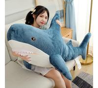 JULAN Peluche de tiburón gigante, 80 - 100 cm, suave juguete de tiburón, cojín de peluche de tiburón, cojín decorativo para habitación infantil, regalo de hora de cama (99 cm)