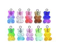 Juland 50 piezas de resina de oso de goma colgantes de oso de colores, amuletos de caramelos, diseño de oso de dibujos animados, llaveros, collar, pulsera, resina, ositos de goma, caramelos para