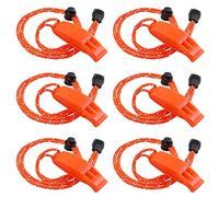 JULBEAR 6 silbatos de Emergencia con cordón Reflectante Ajustable, Silbato de Supervivencia de plástico para Barco, Pesca, Camping, Senderismo, señalización de Rescate