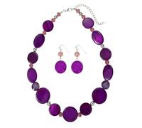 Jules D. Collar de cuentas gruesas, collar de conchas coloridas, conjunto de collar de moda para regalo de mujer, Vidrio Concha, No es una piedra preciosa
