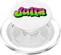 Julia Graffiti Nombre Personalizado Verde Rosa Mujeres Niñas PopSockets PopGrip para MagSafe