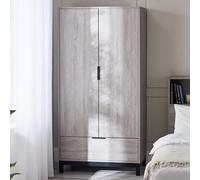 Julian Bowen Armario Bali de 2 puertas y 1 cajón, roble gris, madera de ingeniería, 185 x 92 x 55 cm