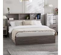 Julian Bowen Cama Doble Bali con otomana y almacenaje de 135 cm - Roble Gris