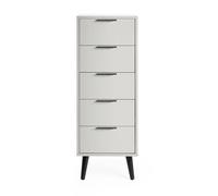 Julian Bowen Cómoda Estrecha Alba de 5 cajones con Cierre Suave, Gris, 120,5 x 45 x 40