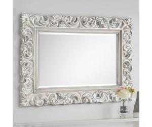 Julian Bowen Espejo de Pared Barroco, Blanco | Espejo de pared contemporáneo para sala de estar o pasillo, cristal, no necesita montaje, detalles intrincados del marco
