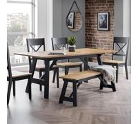 Julian Bowen Hockley - Mesa de Comedor, Color Negro y Roble | Mesa de cocina moderna para comedor, 190 cm de ancho, capacidad para 6 personas, madera de caucho, industrial, 2 tonos