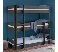 Julian Bowen Litera Triple Trio, Antracita | Cama moderna para niños con escalera, 90 cm / 3ft, ideal para habitaciones de invitados y niños, litera de madera