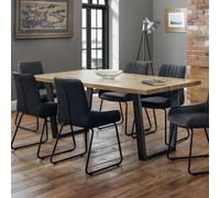 Julian Bowen Mesa de Comedor Brooklyn, Roble/Bronce | Mesa de cocina de estilo industrial para comedor, patas de trapecio negro, parte superior de roble macizo, 180 cm de ancho