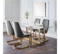 Julian Bowen Mesa de Comedor Minori, Vidrio y Oro, 76 cm x 200 cm x 100 cm