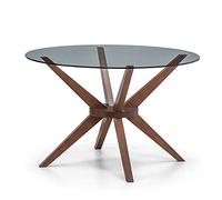 Julian Bowen Mesa de Comedor pequeña Chelsea, Nogal y Cristal, 120 cm