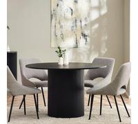 Julian Bowen Mesa de Comedor Redonda Acanalada Louis Black, Madera de Fresno, 120 x 120 cm