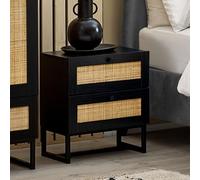 Julian Bowen Mesilla de Noche con 2 cajones Padstow, Color Negro, Madera de ingeniería, Talla única