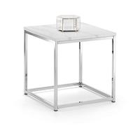 Julian Bowen Scala - Mesa de lámpara superior, mármol blanco y cromo, mesa decorativa lujosa y contemporánea