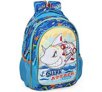 Julian Ross Mochila escolar ergonómica infantil primaria 6-10 años 43×33×15 cm - tirantes acolchados, fondo reforzado, con cinta para trolley - Diseño tiburón 3D marino