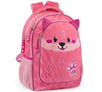 Julian Ross Zorro Peluche Fluffy Mochila Escolar para Niñas, 33x15x43 cm, ergonómica, 3 ompartimentos, Bolsillo Para Botella, Correas acolchadas, Asa, Interior forrado