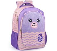 Julian Ross Mochila Infantil 33x15x43 cm Beary Cute Osito Peluche Fluffy, 3 Compartimentos con Cremallera, Espalda Ergonómica y Tirantes Acolchados, Rosa y Lila - Ideal para Escuela o Guardería