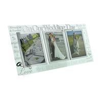 Juliana Marco de Fotos de Cristal Triple con Palabras en 3D On Our Wedding Day de 10 x 15 cm, para el día de la Boda, Feliz para Siempre, Novia y Novio, Amor...