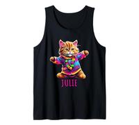 Julie Colorido Diseño de Gato Bailando para Niñas Nombre Julie Camiseta sin Mangas