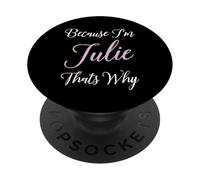 Julie Nombre Personalizado Mujer Linda Rosa Negro Chica Juliana PopSockets PopGrip Adhesivo