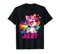 Juliet Nombre Personalizado Unicornio Colorido para Mujeres y niñas Camiseta
