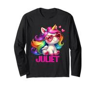 Juliet Nombre Personalizado Unicornio Colorido para Mujeres y niñas Manga Larga